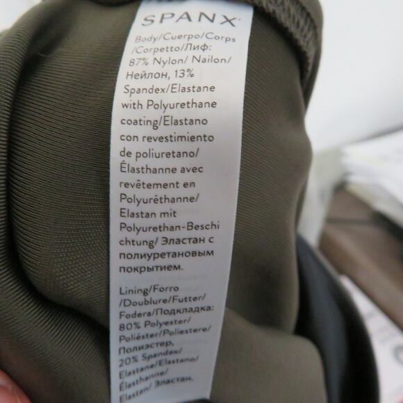 SPANX Womens Sz XL Olive Green Faux Leather Leggings Sculpting High Rise Edgy - Picture 6 of 7